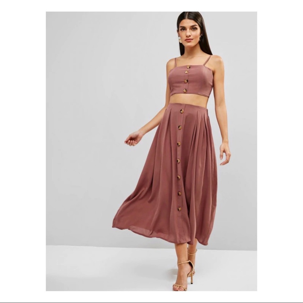 NWT* ZAFUL Knotted Button Cami Top & Skirt Set, Size S